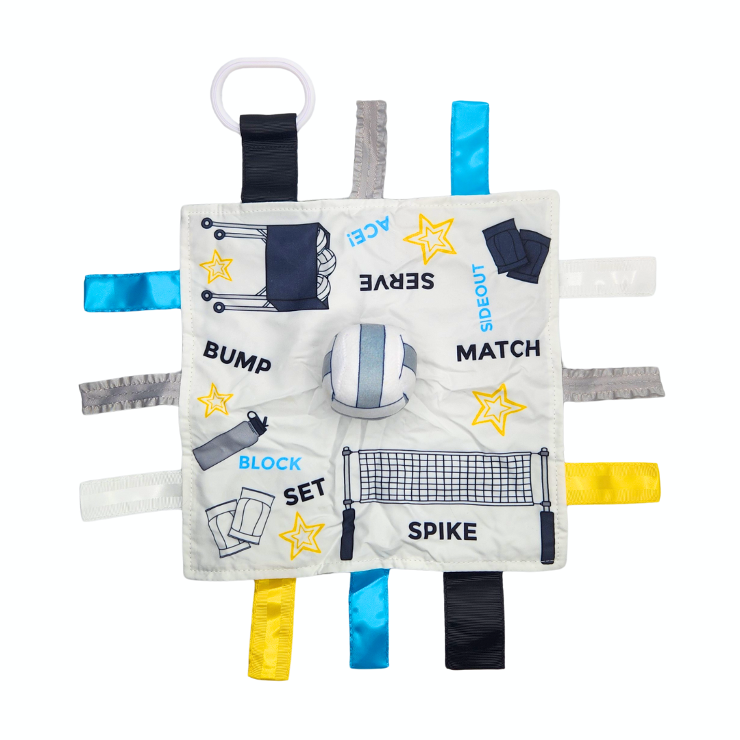 Volleyball Court Baby Lovey Tag Stroller Toy 10" x 10"