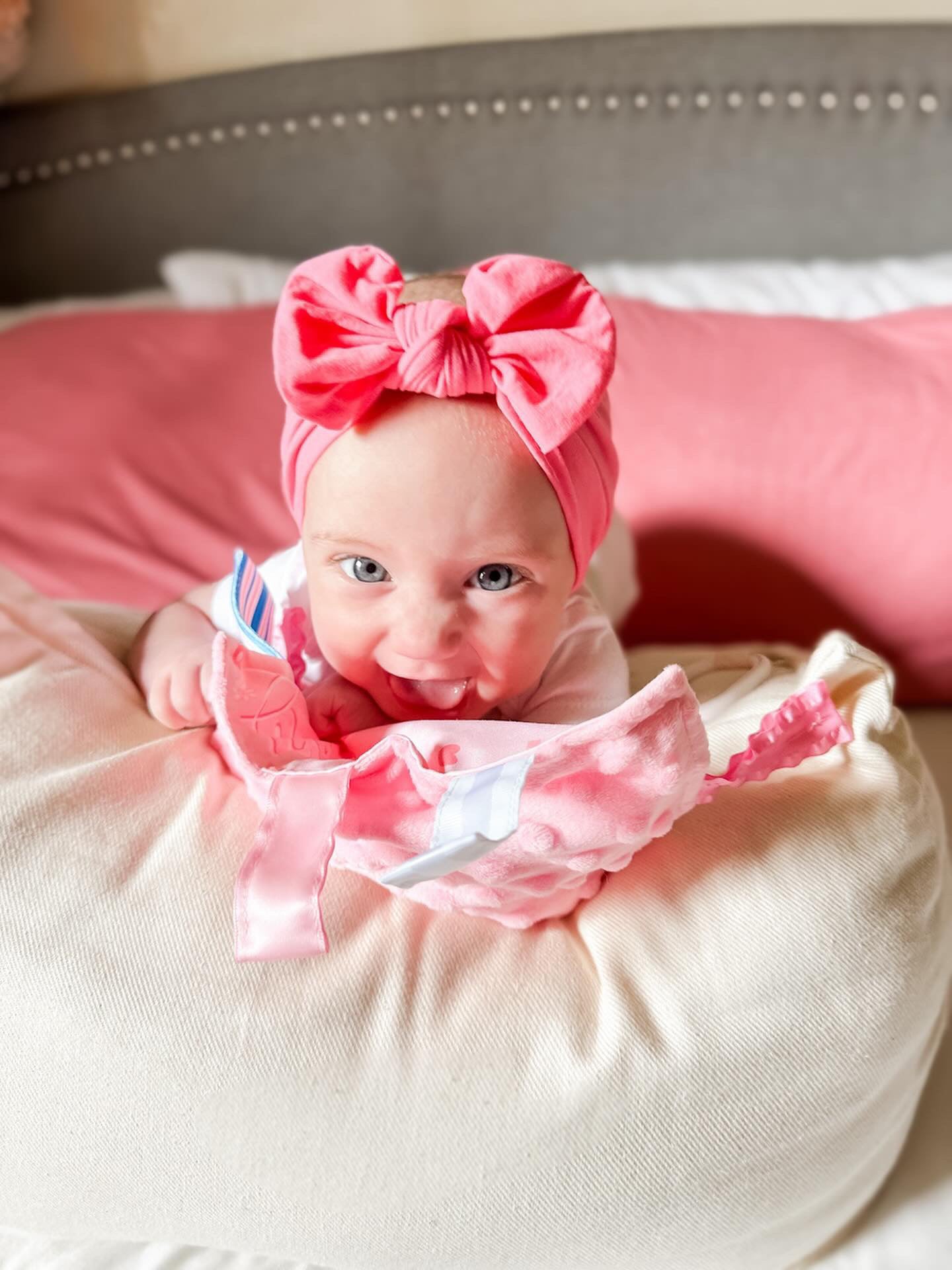 Baby Girl Newborn Hospital Blanket Blue Pink Tag Lovey Toy