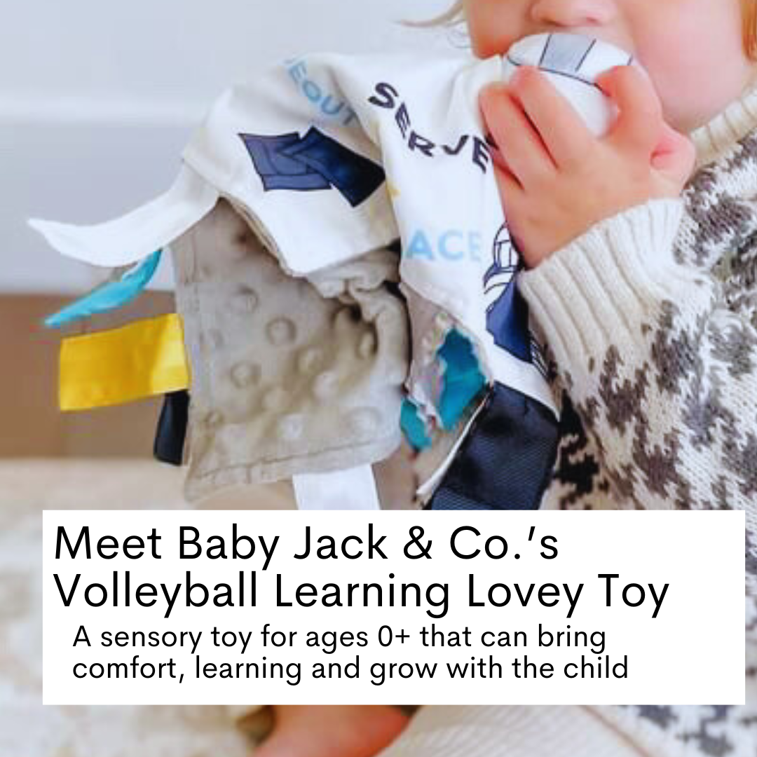Volleyball Court Baby Lovey Tag Stroller Toy 10" x 10"