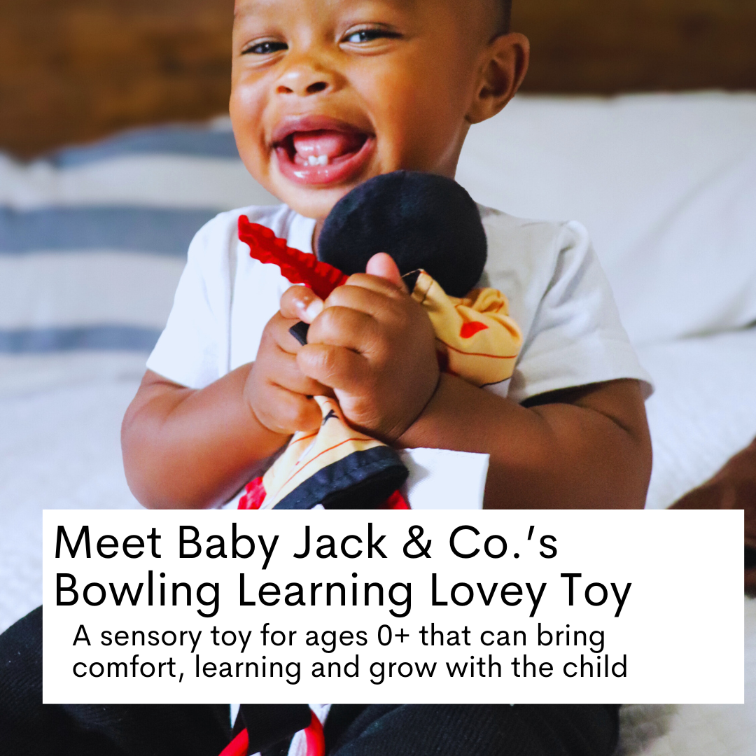 Bowling Ball Baby Lovey Tag Stroller Toy 10" x 10"