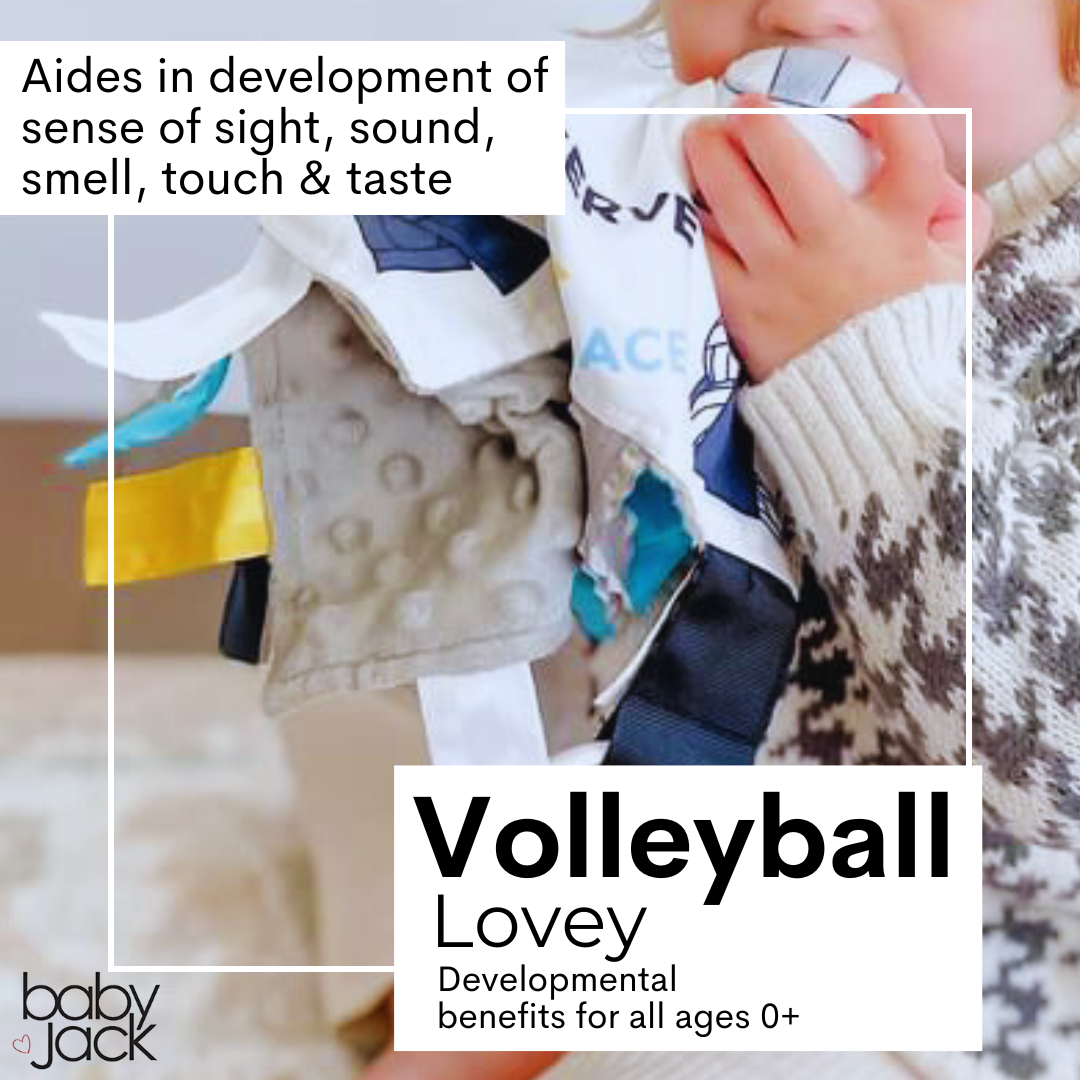 Volleyball Court Baby Lovey Tag Stroller Toy 10" x 10"