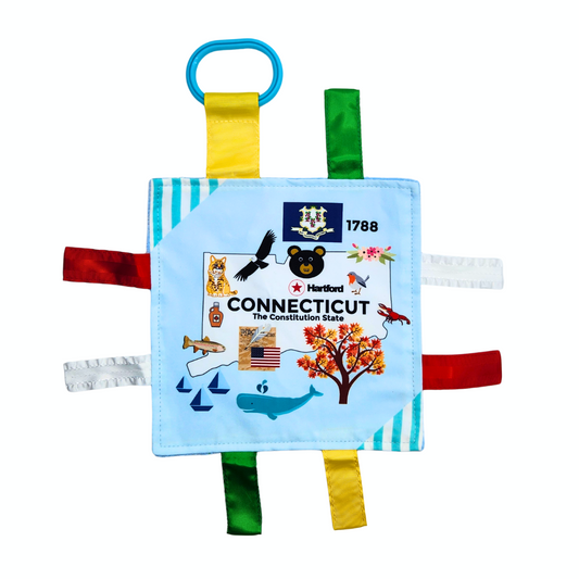 Connecticut State Tag Toy Crinkle Square That Teaches Facts