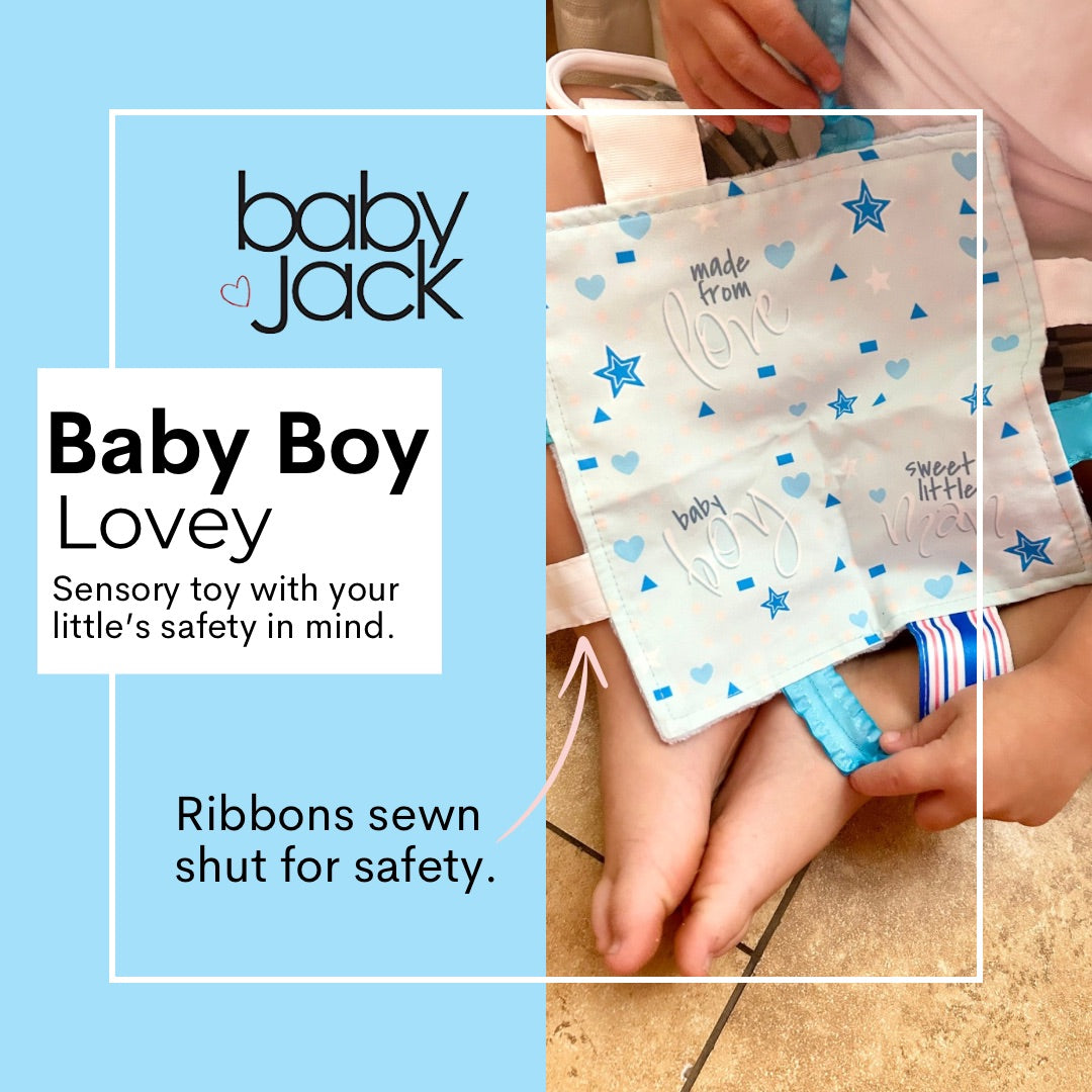 Baby Boy Newborn Hospital Blanket Blue Pink Tag Lovey Toy