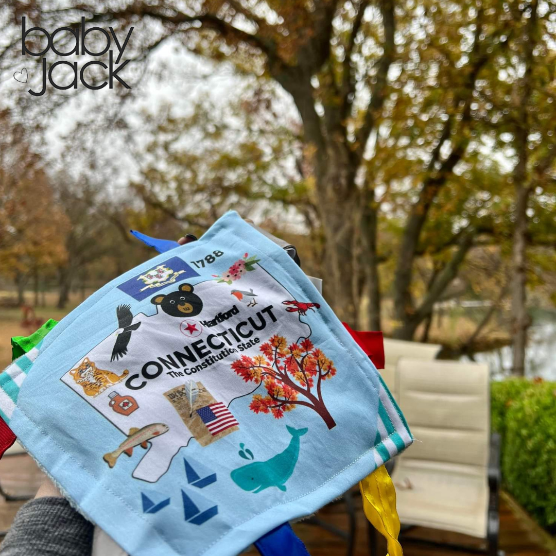 Connecticut State Tag Toy Crinkle Square That Teaches Facts