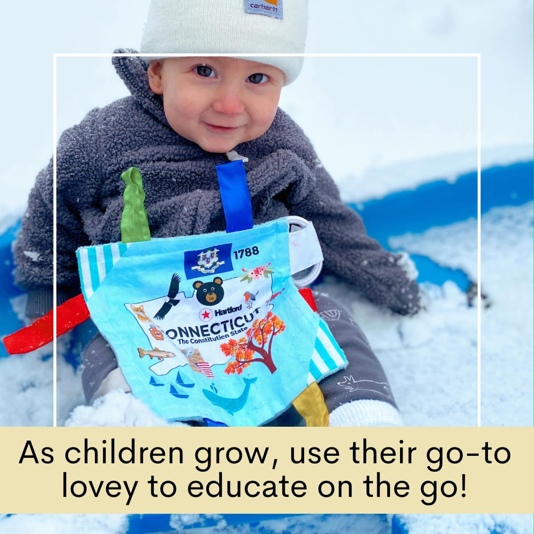 Connecticut State Tag Toy Crinkle Square That Teaches Facts