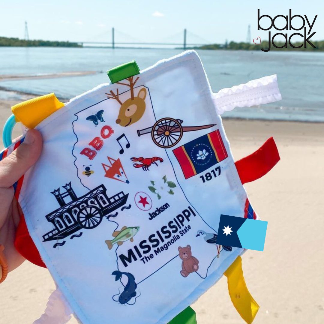 Mississippi State Tag Toy Crinkle Square That Teaches Facts
