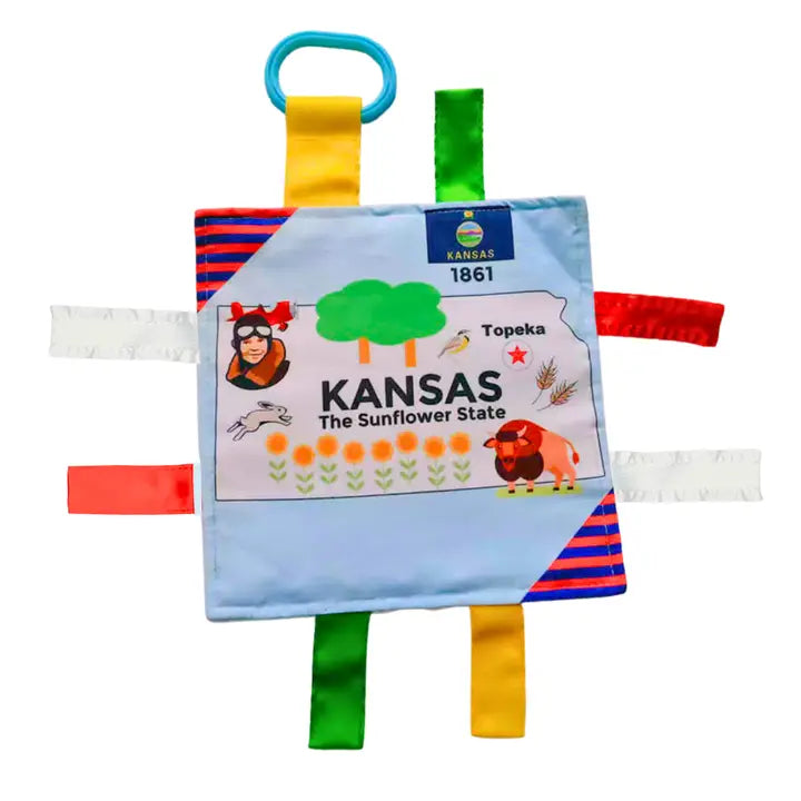 Kansas State Tag Toy Crinkle Square That Teaches Facts