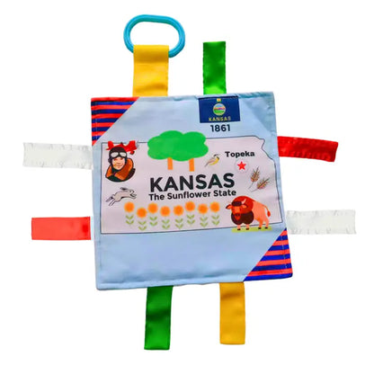 Kansas State Tag Toy Crinkle Square That Teaches Facts
