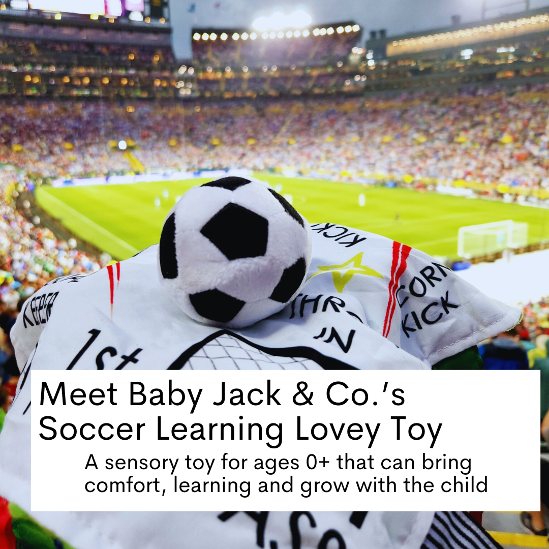 Soccer Plush Learning Lovey Stroller Tag Toy for Kids by Baby Jack & Co.