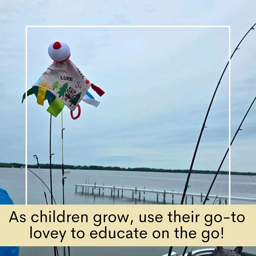 Fishing Bobber Baby Lovey Tag Stroller Toy 10" x 10"