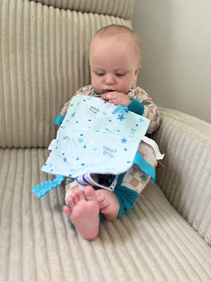 Baby Boy Newborn Hospital Blanket Blue Pink Tag Lovey Toy