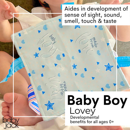 Baby Boy Newborn Hospital Blanket Blue Pink Tag Lovey Toy