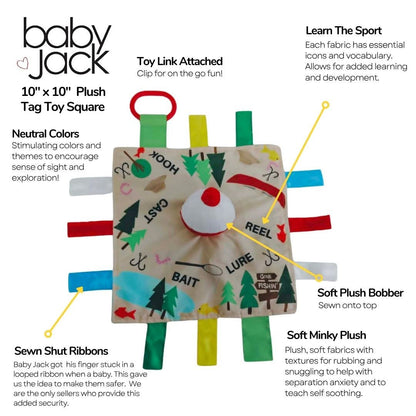 Fishing Bobber Baby Lovey Tag Stroller Toy 10" x 10"