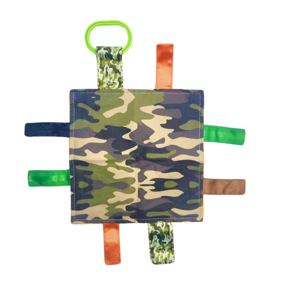 Camouflage Woods Hunter Blaze Orange Crinkle Tag Square Toy