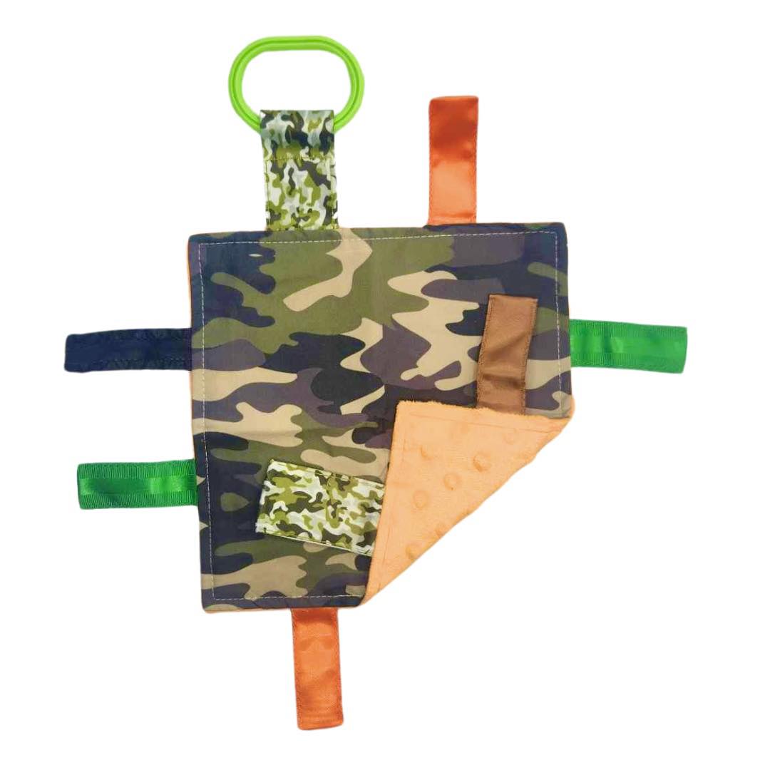 Hunting Camouflage Woods Blaze Orange Crinkle Tag Square Toy