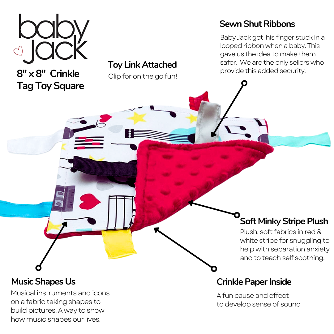 Musical Instruments Feel the Music Crinkle Tag Toy 8" x 8"