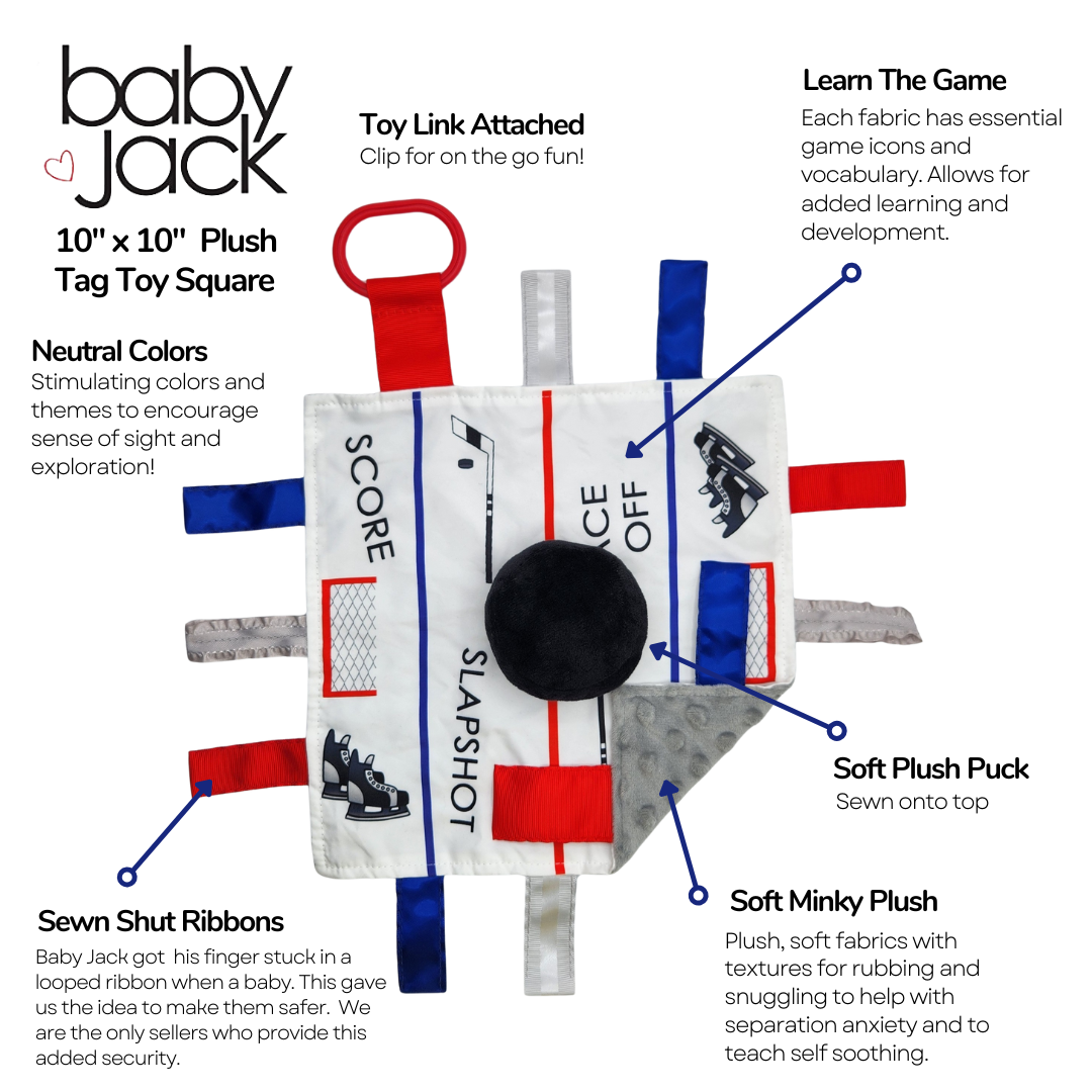 Hockey Learning Lovey 10x10 Plush Puck Stroller Tag Toy by Baby Jack