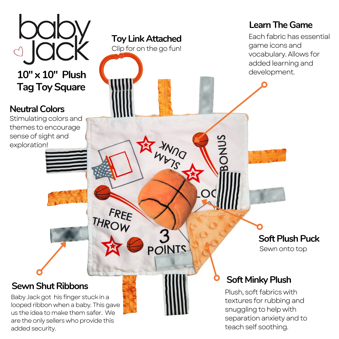 Basketball Learning Lovey 10x10 Plush Stroller Tag Toy by Baby Jack