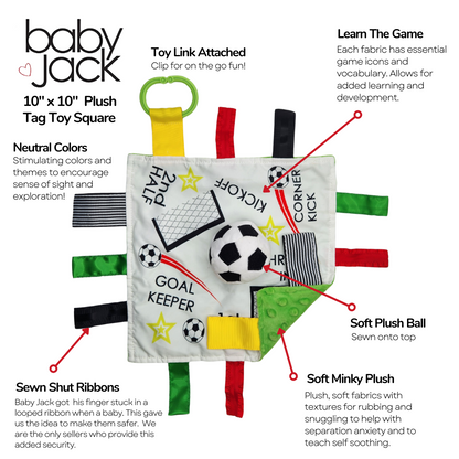Soccer Plush Learning Lovey Stroller Tag Toy for Kids by Baby Jack & Co.