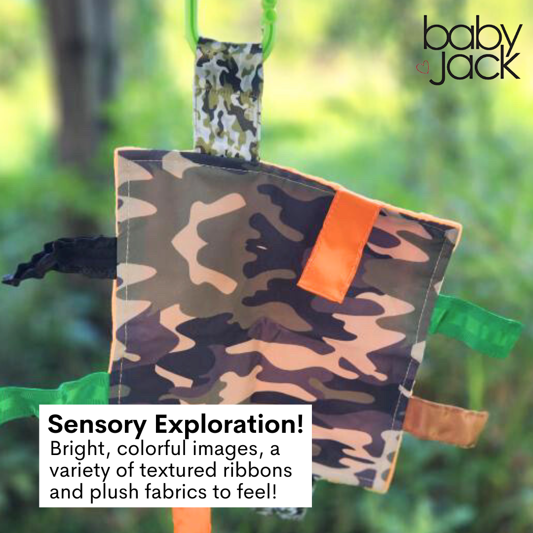 Hunting Camouflage Woods Blaze Orange Crinkle Tag Square Toy