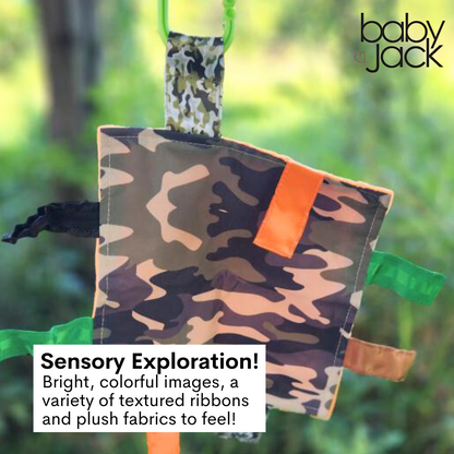 Hunting Camouflage Woods Blaze Orange Crinkle Tag Square Toy