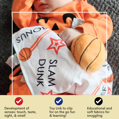 Basketball Learning Lovey 10x10 Plush Stroller Tag Toy by Baby Jack