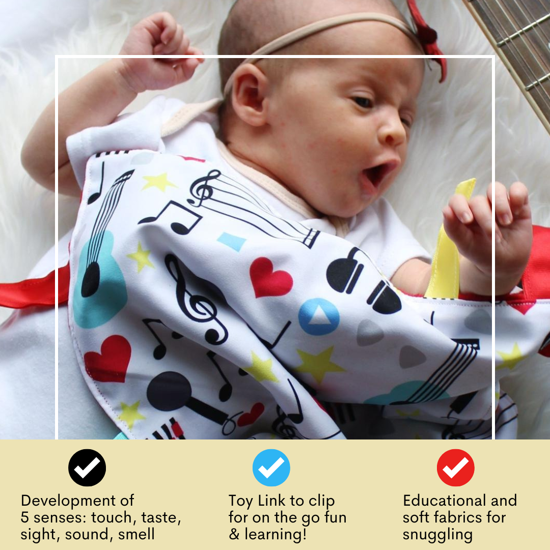 Musical Instruments Feel the Music Crinkle Tag Toy 8" x 8"