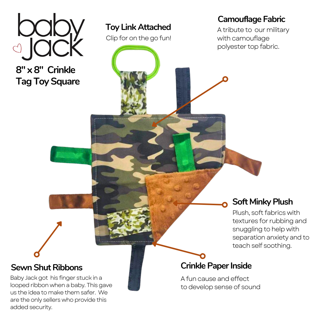 Army Camouflage Military Crinkle Tag Square Lovey