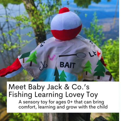 Fishing Bobber Baby Lovey Tag Stroller Toy 10" x 10"