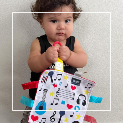 Musical Instruments Feel the Music Crinkle Tag Toy 8" x 8"