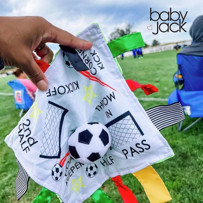 Soccer Plush Learning Lovey Stroller Tag Toy for Kids by Baby Jack & Co.