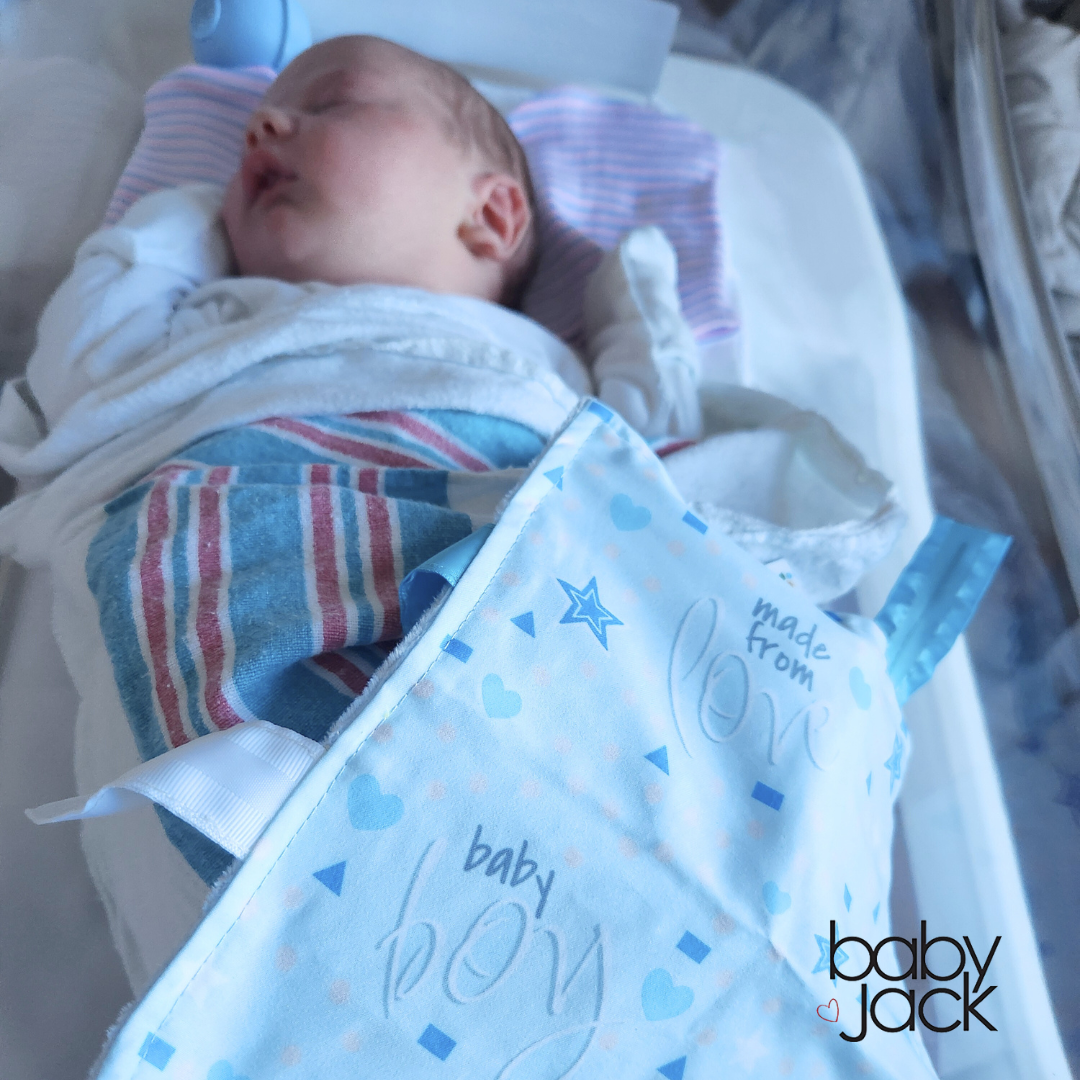 Baby Boy Newborn Hospital Blanket Blue Pink Tag Lovey Toy