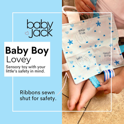 Baby Boy Newborn Hospital Blanket Blue Pink Tag Lovey Toy