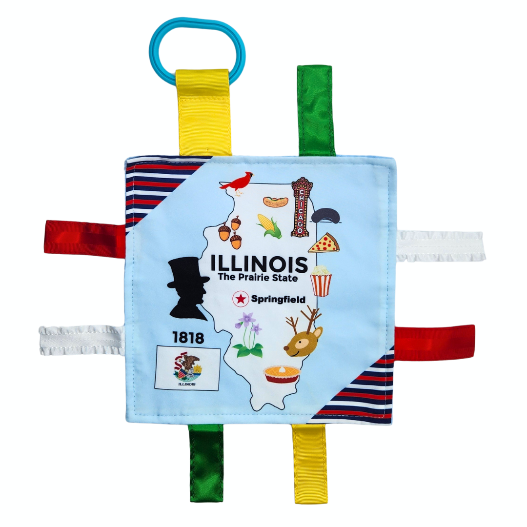 Illinois State Tag Toy Crinkle Square That Teaches Facts