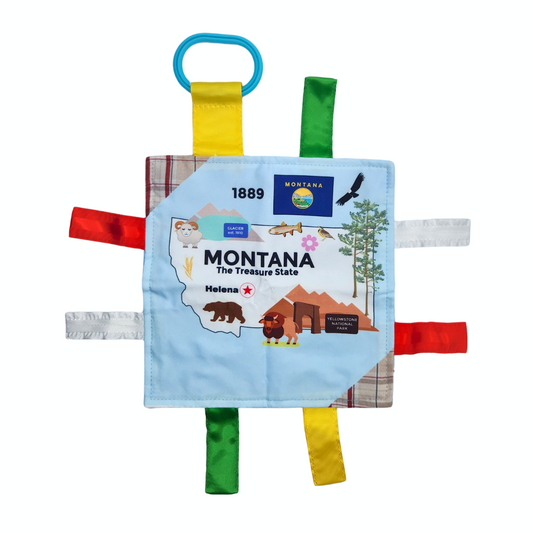 Montana State Tag Toy Crinkle Square That Teaches Facts