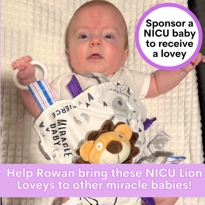 *Donate a Brave Lion 10x10 NICU Baby Sensory Tag Toy Learning Lovey by Baby Jack