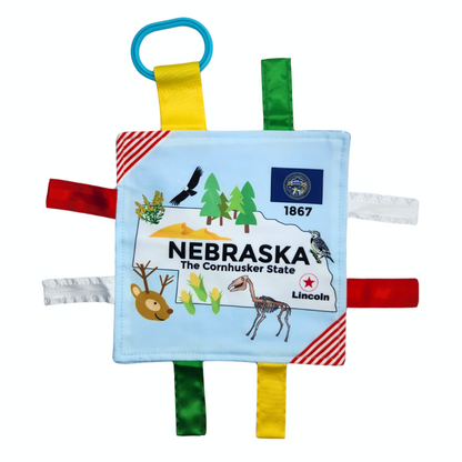 Nebraska State Tag Toy Crinkle Square That Teaches Facts