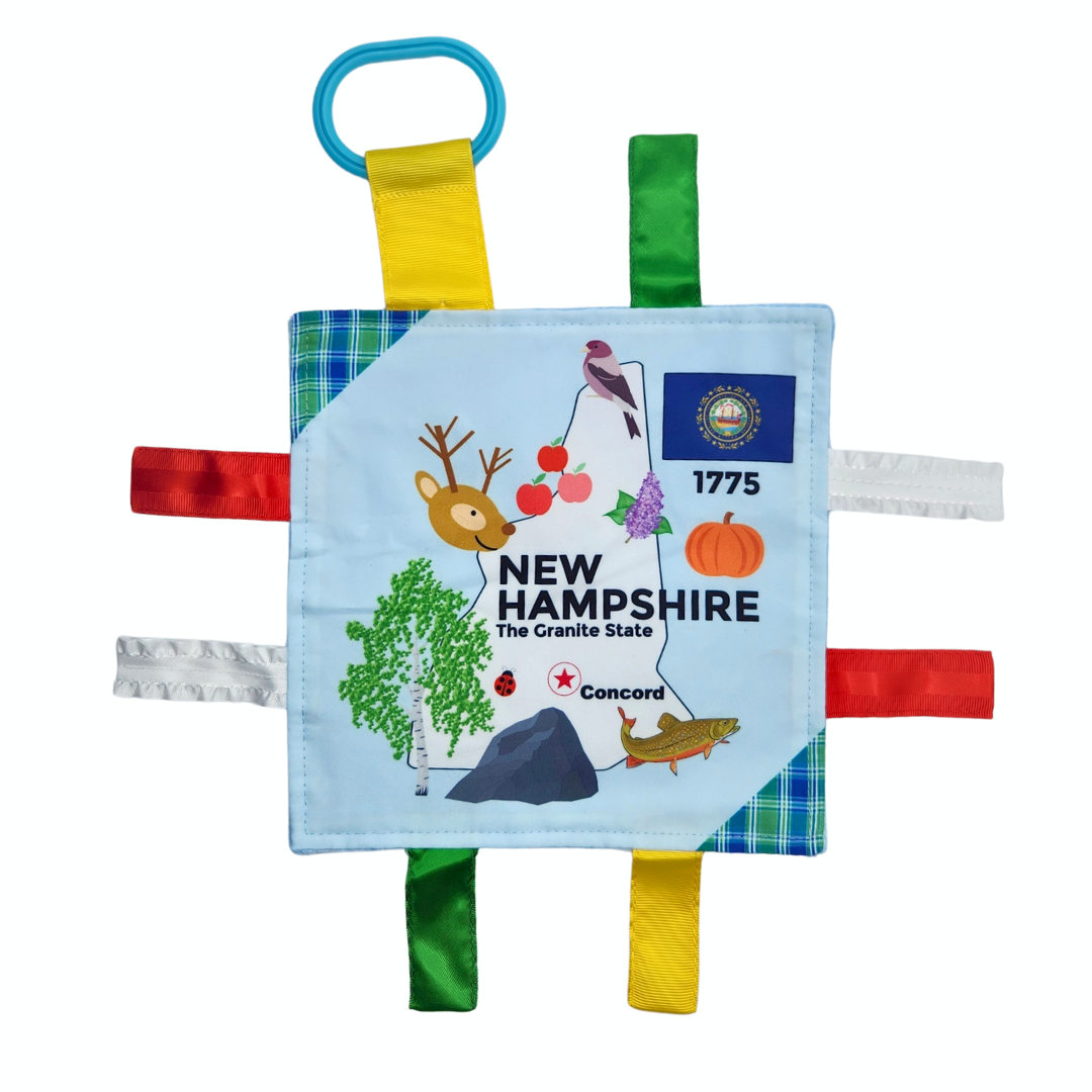 New Hampshire State Tag Toy Crinkle Square That Teaches Facts