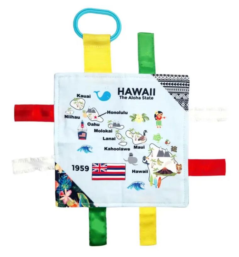 Hawaii State Tag Toy Crinkle Square That Teaches Facts