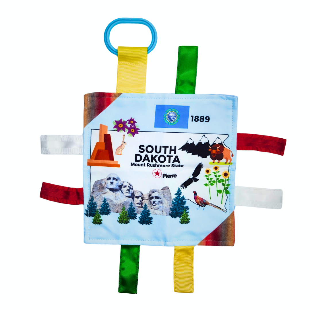 South Dakota State Tag Toy Crinkle Square That Teaches Facts