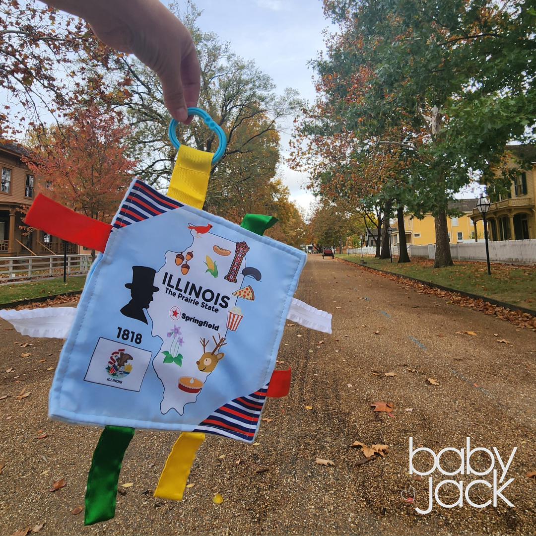 Illinois State Tag Toy Crinkle Square That Teaches Facts