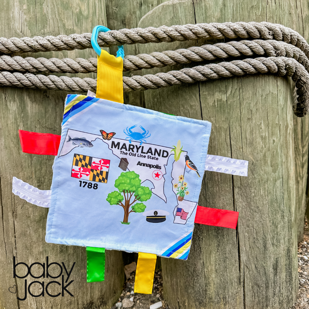 Maryland State Tag Toy Crinkle Square That Teaches Facts