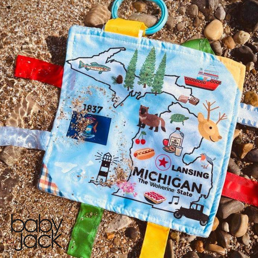 Michigan State Tag Toy Crinkle Square That Teaches Facts