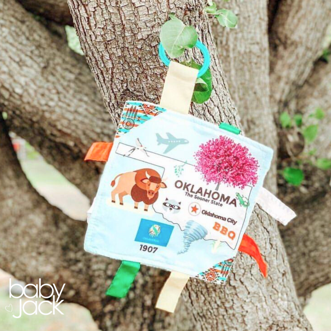 Oklahoma State Tag Toy Crinkle Square That Teaches Facts