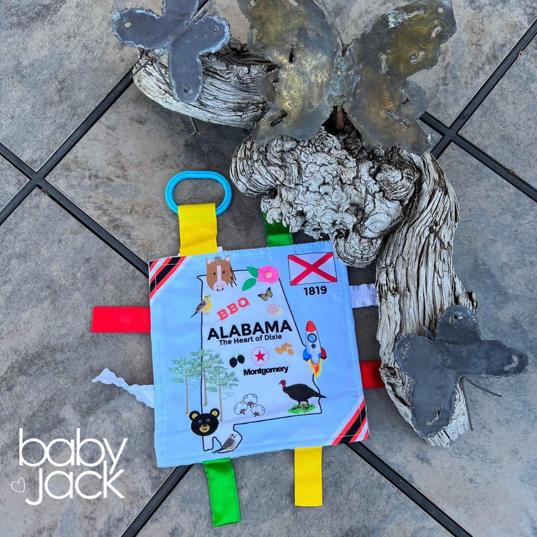 Alabama State Baby Tag Toy Crinkle Square That Teaches Facts