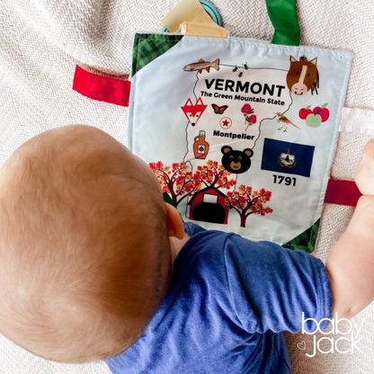 Vermont State Tag Toy Crinkle Square That Teaches Facts