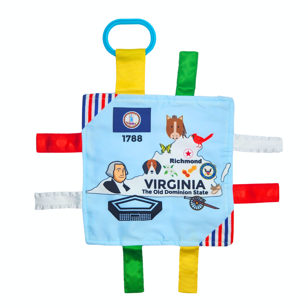 Virginia State Tag Toy Crinkle Square That Teaches Facts