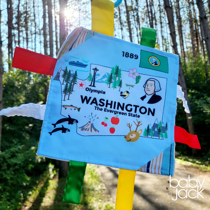 Washington State Tag Toy Crinkle Square That Teaches Facts
