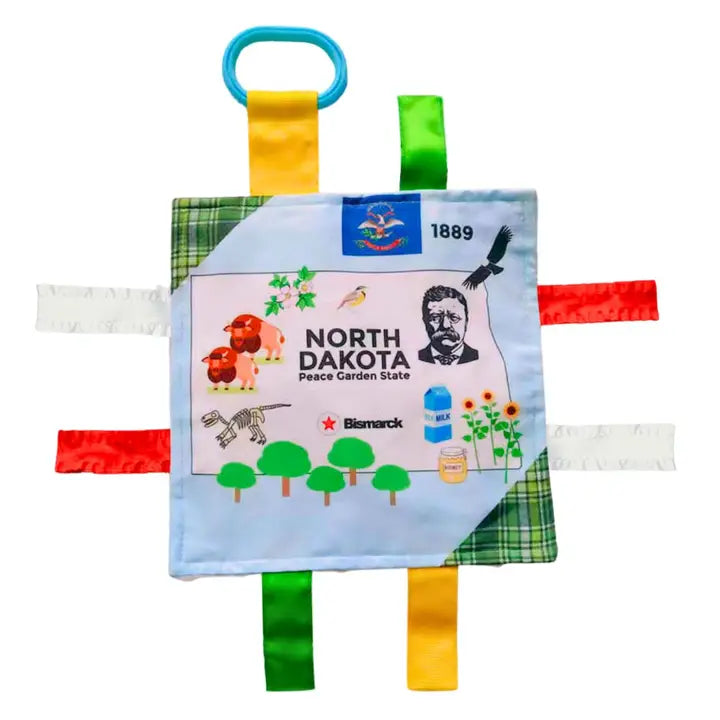 North Dakota State Tag Toy Crinkle Square That Teaches Facts