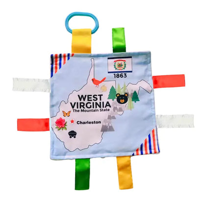West Virginia State Tag Toy Crinkle Square That Teaches Facts